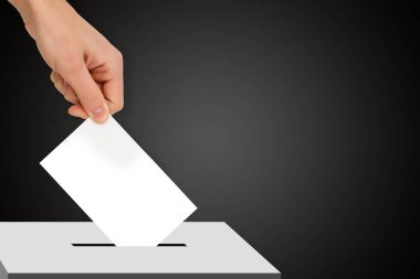 Koyu bir arkaplan, devlet seçimleri konsepti ve referanduma karşı oy pusulasını düşürdü