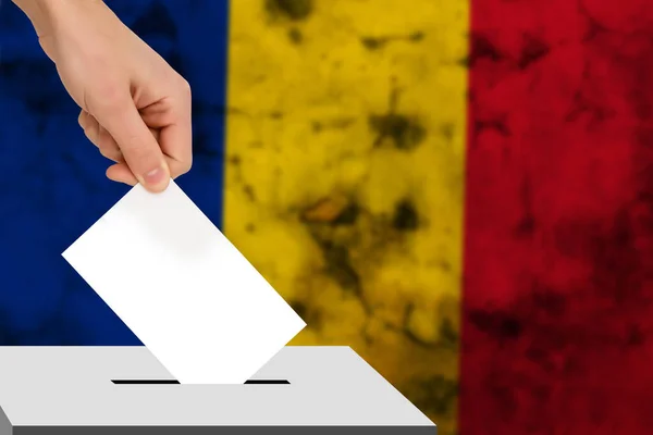 Hand Drops Ballot Election Background Flag Concept State Elections Referendum — Stock Photo, Image
