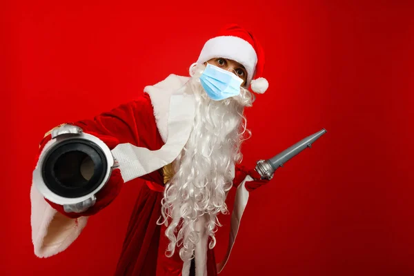 Coronavirus Convid Der Weihnachtsmann Trägt Eine Gesichtsmaske Coronavirus Verhindern Convid — Stockfoto