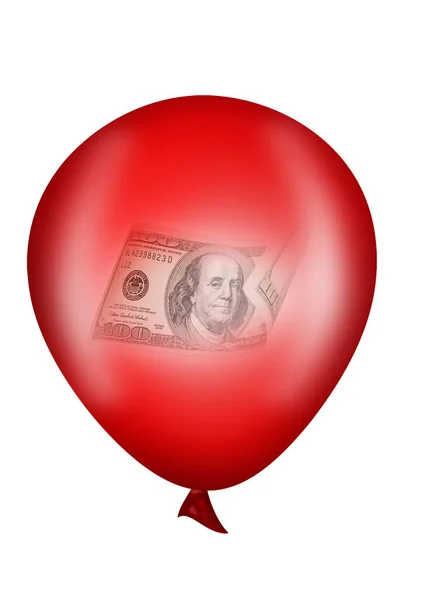 Billet Dollar Dans Ballon Sur Fond Noir — Photo