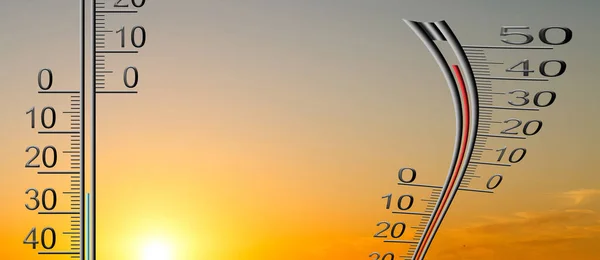 Thermometer Himmel Die Hitze — Stockfoto