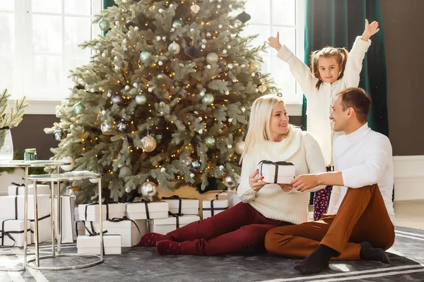 Familie Kerst Mas Winter Geluk Mensen Concept Lachende Familie Met — Stockfoto