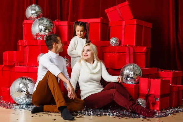 Familie Kerst Mas Winter Geluk Mensen Concept Lachende Familie Met — Stockfoto