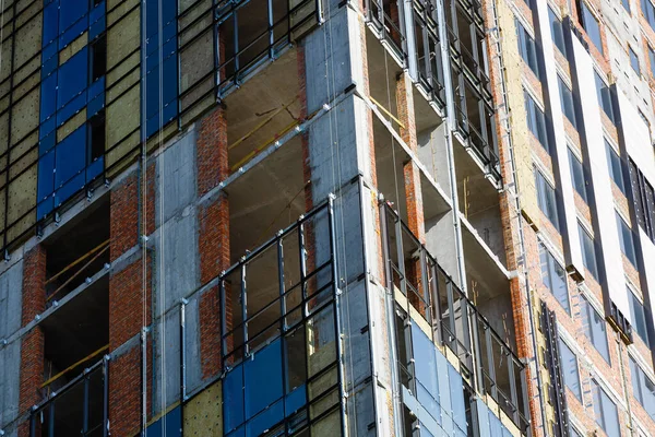 Isolamento Térmico Uma Parede Casa Local Construção — Fotografia de Stock