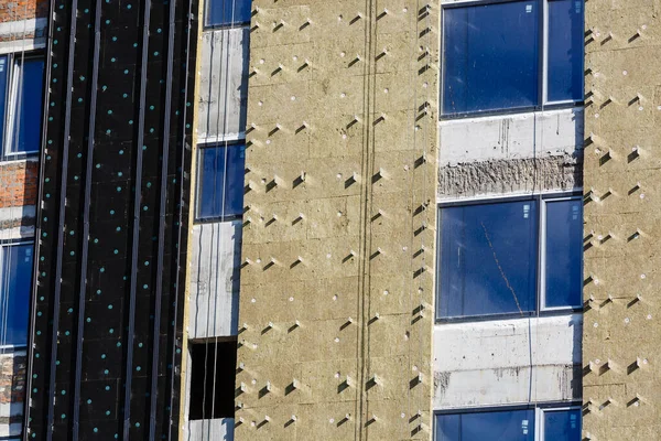 Isolamento Térmico Uma Parede Casa Local Construção — Fotografia de Stock