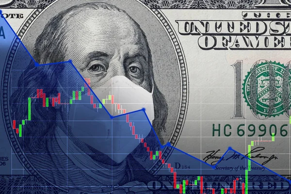 Covid Impacts Business Dollar Money Graph Stock Market Crash Coronavirus — Stock Photo, Image