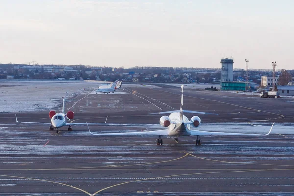 Commercial airplane parking at the airport