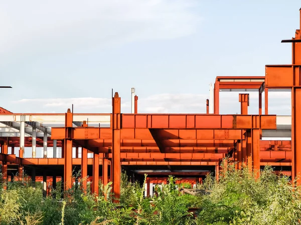 Entwurf Des Bewehrungskäfigs Für Betonhaus Ziegelhaus Schalung Für Betongießen Baustelle — Stockfoto