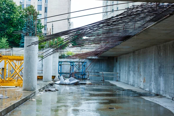 Entwurf Des Bewehrungskäfigs Für Betonhaus Ziegelhaus Schalung Für Betongießen Baustelle — Stockfoto