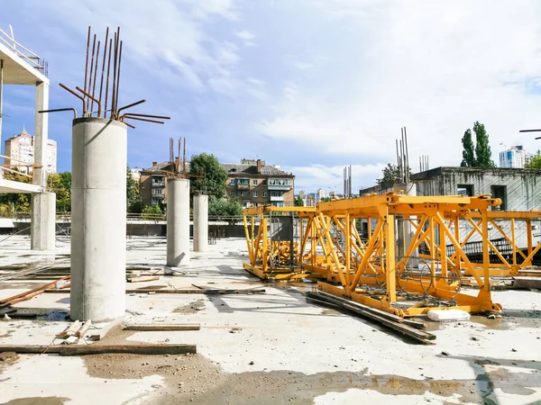 Entwurf Des Bewehrungskäfigs Für Betonhaus Ziegelhaus Schalung Für Betongießen Baustelle — Stockfoto