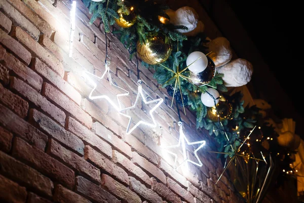 Various Christmas Lights Display Street — Stock Photo, Image