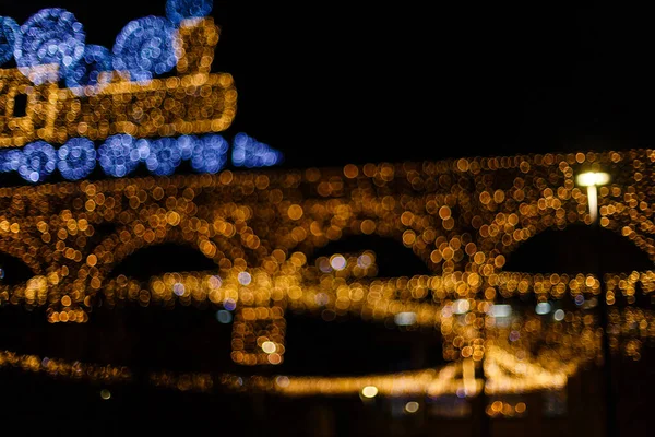 Várias Luzes Natal Exibir Rua — Fotografia de Stock