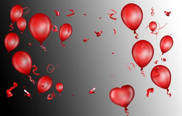 Ballons Rouges Sur Fond Noir — Photo