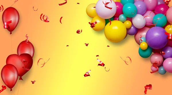 Group Colorful Party Balloons Bright Background Copy Space — Stock Photo, Image