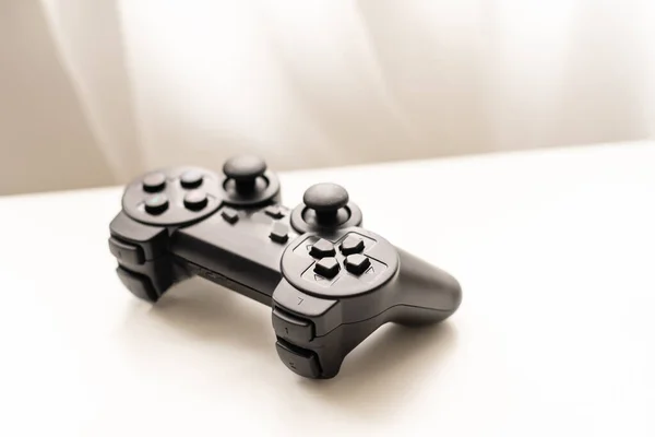 Joystick Noir Isolé Sur Fond Blanc — Photo