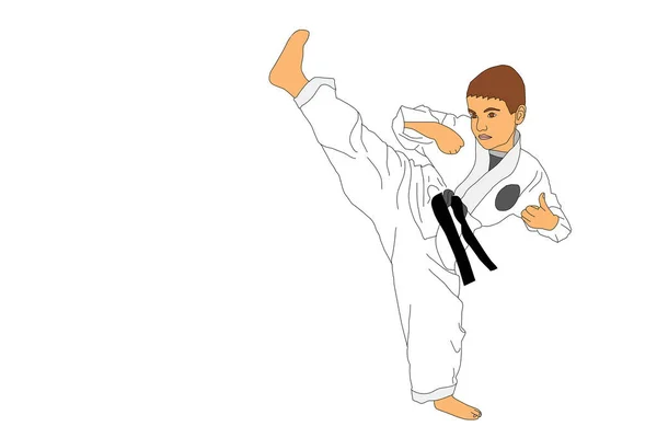 Illustration Young Man Kicking White Background — Stock Photo, Image