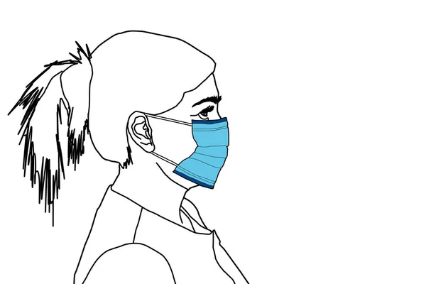 Woman Protective Mask Coronavirus Quarantine — Stock Photo, Image