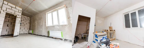 Rénovation Avant Après Appartement Vide Neuf Ancien — Photo