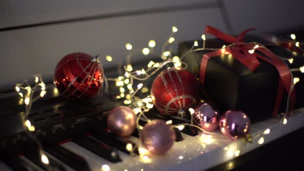 Christmas Decor Close New Year Interior Happy Holidays New Year — Stock Video