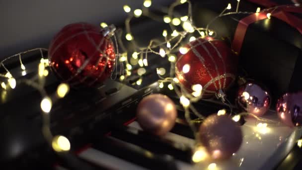 Decoración Navidad Cerca Interior Año Nuevo Felices Fiestas Año Nuevo — Vídeo de stock