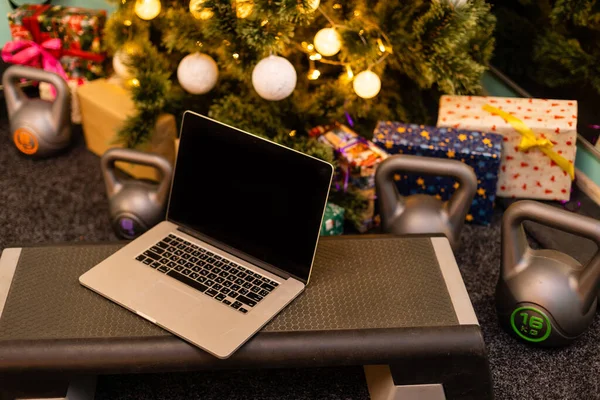 Laptop Gym Christmas — Zdjęcie stockowe