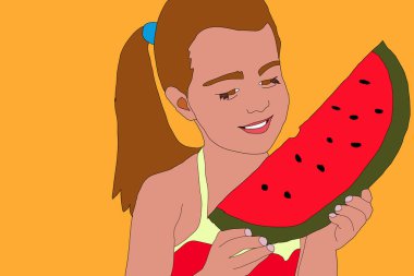 Çocuk karpuz yiyor, arkaplan resimlerinde