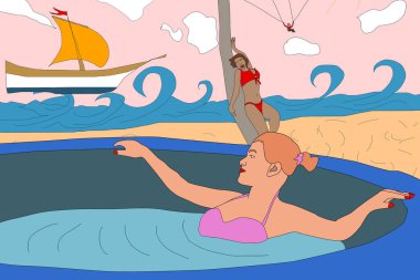 Güzel bir kadın banyoda dinleniyor, spa aksesuarları...