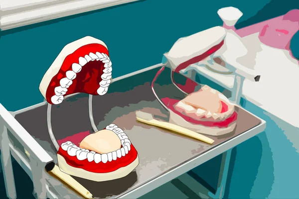 人間の顎の白い歯を開く口のイラスト — ストック写真