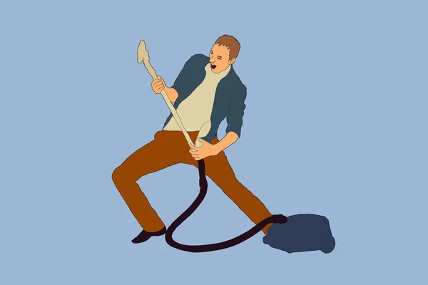 Una Imagen Hombre Usando Una Máquina Limpieza Alfombras — Foto de Stock