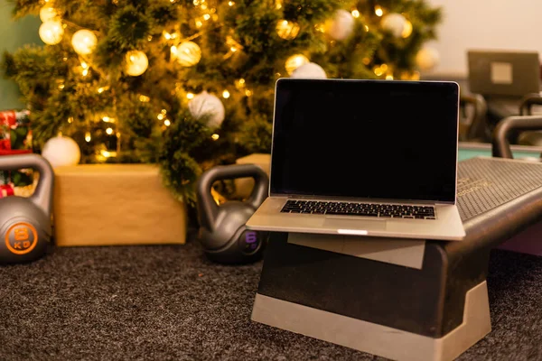 Laptop Gym Christmas — Zdjęcie stockowe