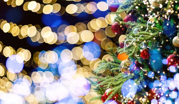 Árbol Navidad Fondo Luces Foto Alta Calidad — Foto de Stock