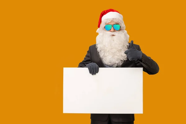 Babbo Natale Che Indica Qualcosa Poster Bianco — Foto Stock