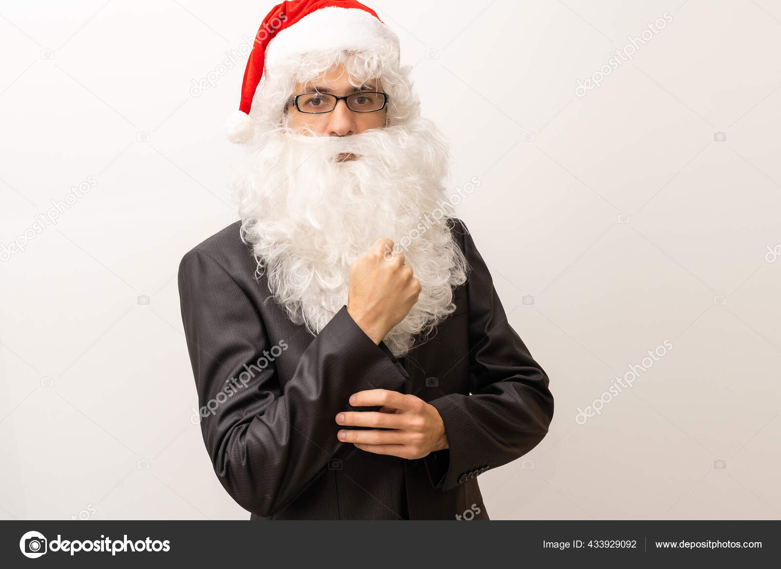 Modern Santa Claus Glasses Cool Santa Suit Stock Photo by