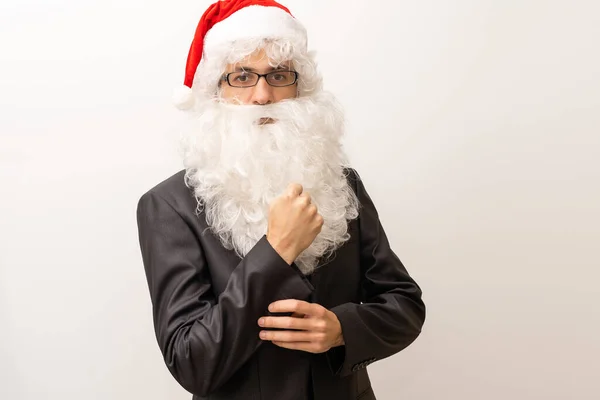 Papá Noel Moderno Gafas Papá Noel Fresco Traje —  Fotos de Stock