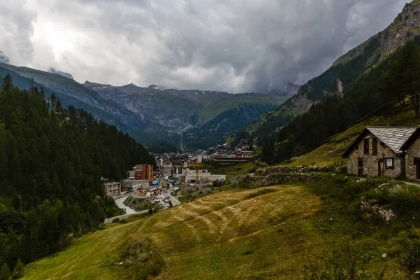Constractie Werk Alpen Zermatt Zwitserland Rupsapparatuur — Stockfoto