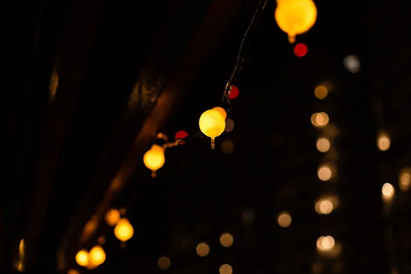 Las Luces Hadas Para Navidad Como Decoración Iluminada Para Árbol — Foto de Stock