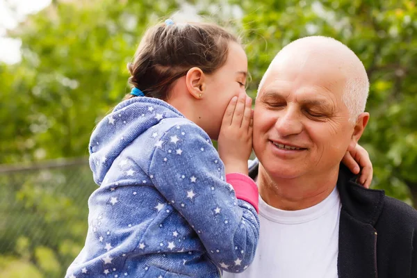 Little Girl Spending Time Grandfather Park — Stock Photo, Image