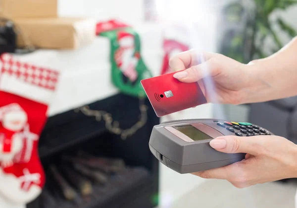Betalning Med Kreditkort Terminal — Stockfoto