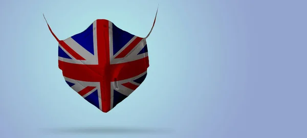 Вспышка Коронавируса Великобритании Лицо Защитной Маске Высокое Качество Фото — стоковое фото