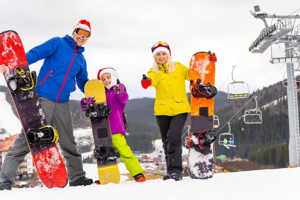 Esqui Inverno Neve Sol Diversão Família Desfrutando Férias Inverno Foto — Fotografia de Stock
