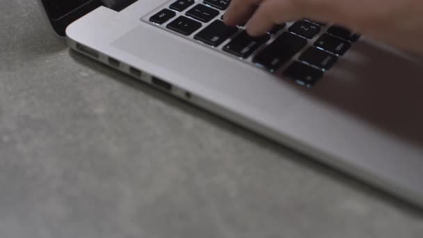 Working with Laptop. Closeup Side View Shoot of Female Hands Typing on The Laptop Keyboard. — Stock Video