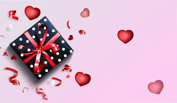 Composition pour la Saint-Valentin 14 février. Délicat fond rose et coeurs roses découpés en papier. Carte de vœux. Pose plate, vue du dessus, espace de copie. — Photo