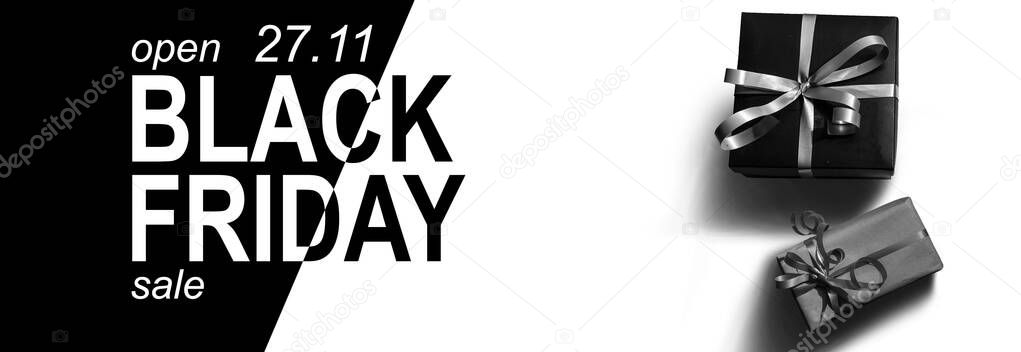 black and white gift boxes with the text black friday
