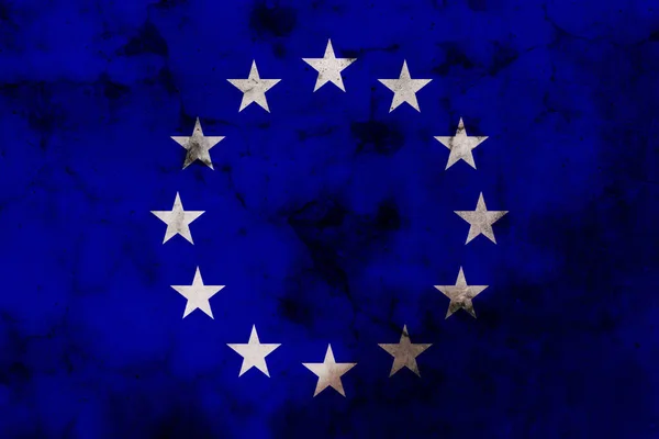 Bandeira de fundo do grunge da UE antiga, Bandeira da União Europeia — Fotografia de Stock