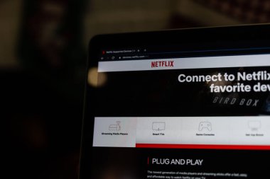 Kyiv, Ukrayna - 16 Kasım 2020: Netflix web sitesi bilgisayar ekranında. Çevrimiçi bir satış servisidir.