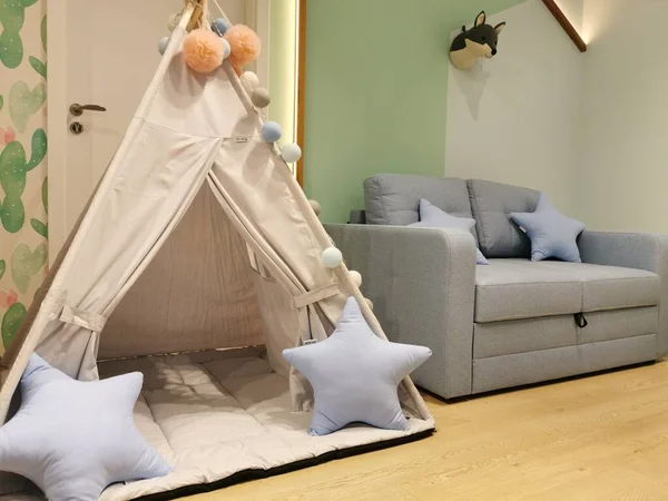 Kids bedroom with kids tent — Stock Photo, Image