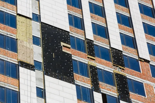 Isolamento Térmico Uma Parede Casa Local Construção — Fotografia de Stock