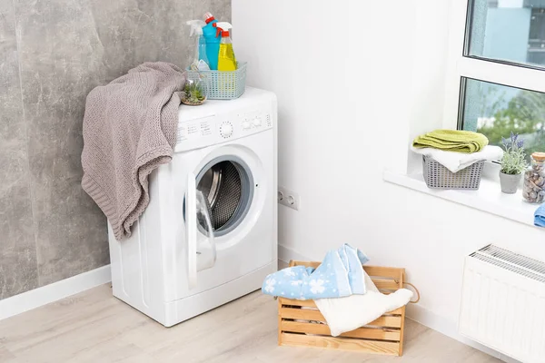 Laundry room in new apartment.