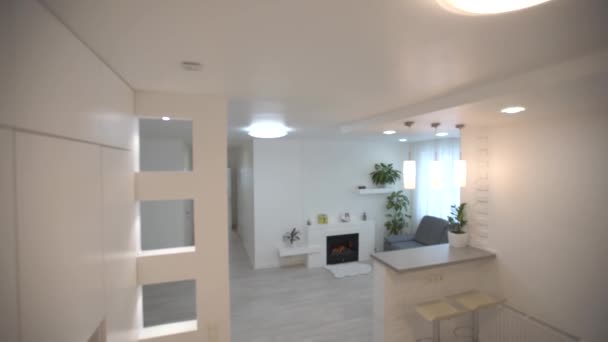 Moderne woonkamer Interieur, kamers in het appartement — Stockvideo