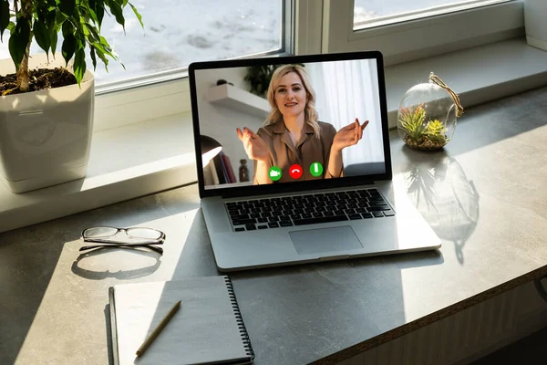 Video Conference Work Webinar Online At Home — Stock Photo, Image